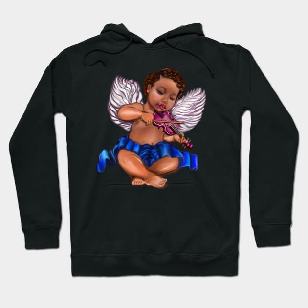 Curly haired Angel playing the violin- blissful Sun kissed curly haired Baby cherub angel classical art Hoodie by Artonmytee